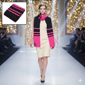 NWT Women Scarf Pink/Black Colorful Warm Comfy Soft Shawl Long Cashmere Feel